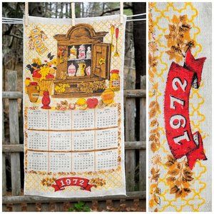 VTG 1972 Colonial Spice Cupboard Calendar Towel